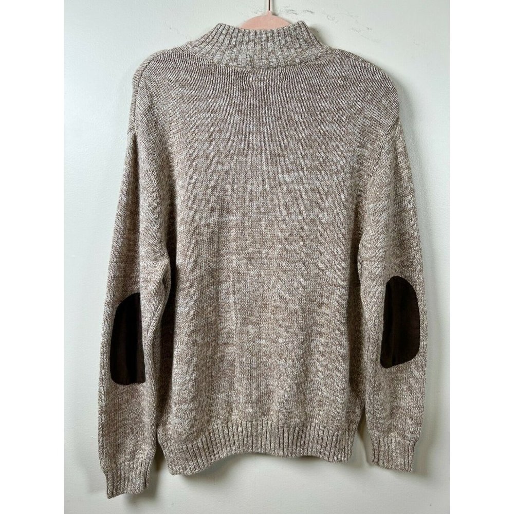 Chaps Ralph Lauren Brown Sweater Men's Mock Neck With Elbow Patches Size Large - Picture 2 of 9